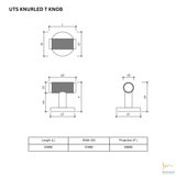 UTS KNURLED T-DOOR KNOB L62