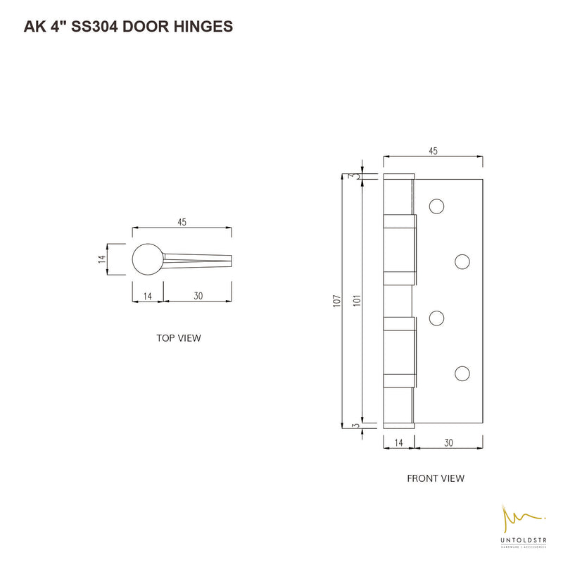 AK 4" SS304 DOOR HINGES (ALT)
