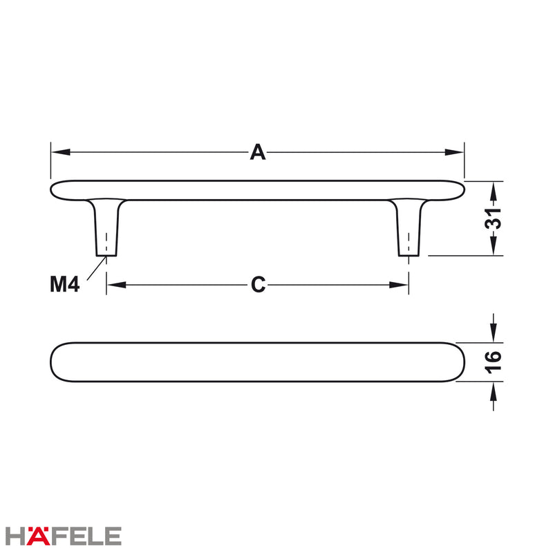 H2135 CABINET HANDLE - MATT WHITE