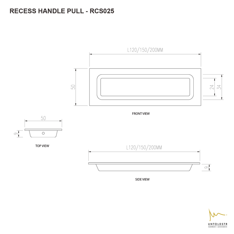 RCS025 - RECESSED PULL - L200MM / SL06